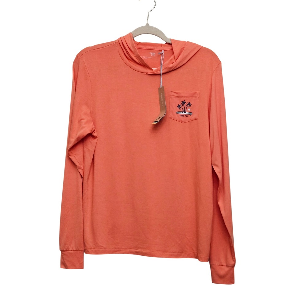 Free Fly Bamboo Shade Graphic Hoodie Youth XL Orange Long Sleeve Pocket Pullover